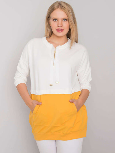 Ecru-żółta tunika damska plus size