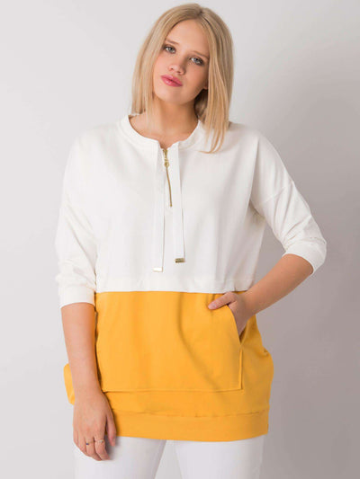 Ecru-żółta tunika damska plus size