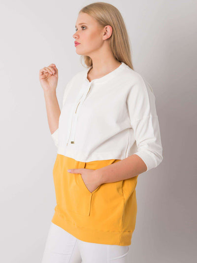 Ecru-żółta tunika damska plus size