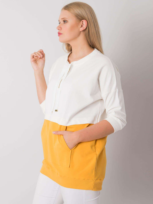 Ecru-żółta tunika damska plus size