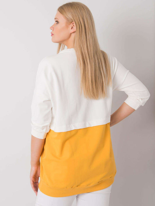 Ecru-żółta tunika damska plus size