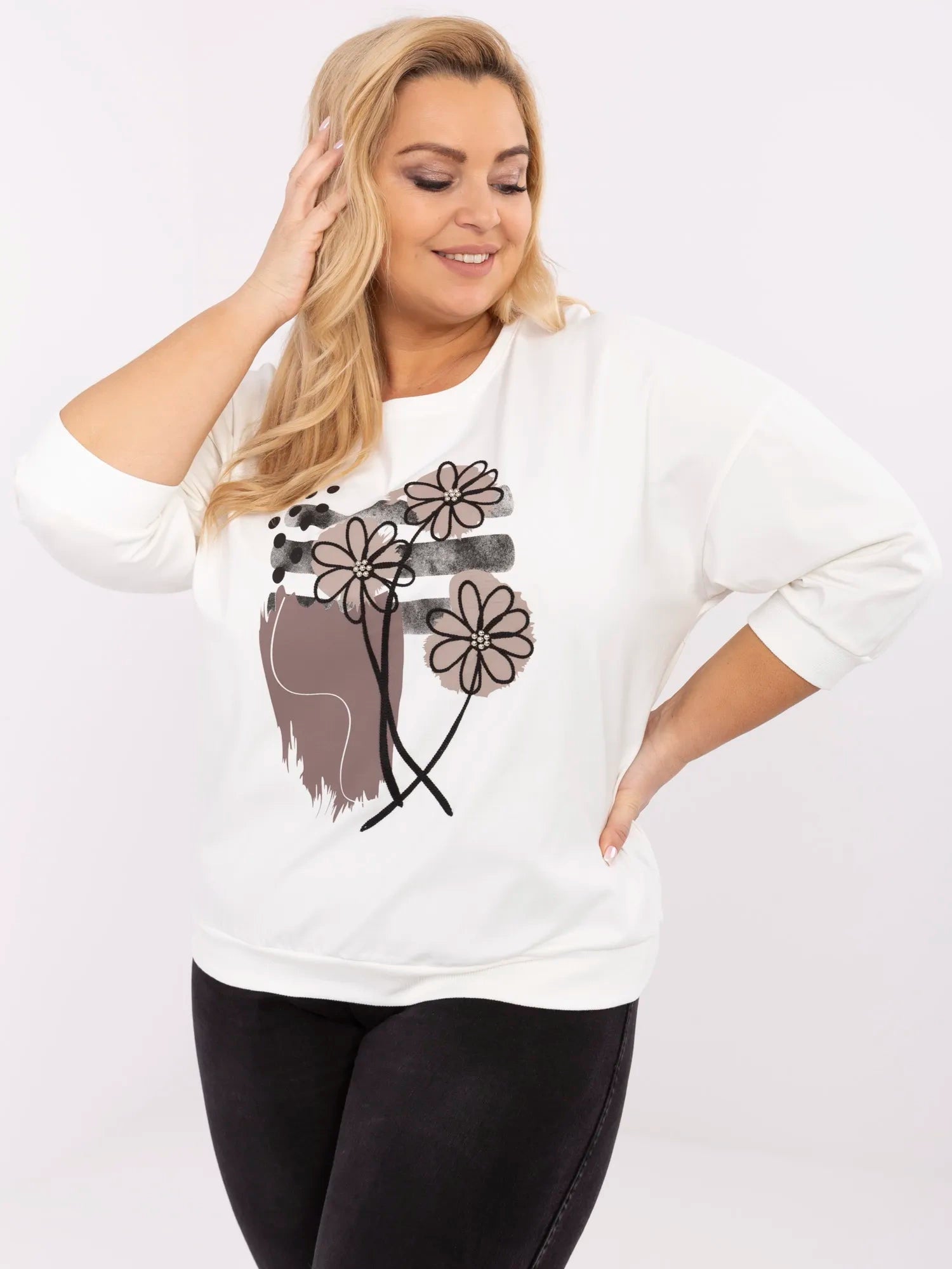 Ercu damska bluzka plus size z nadrukiem