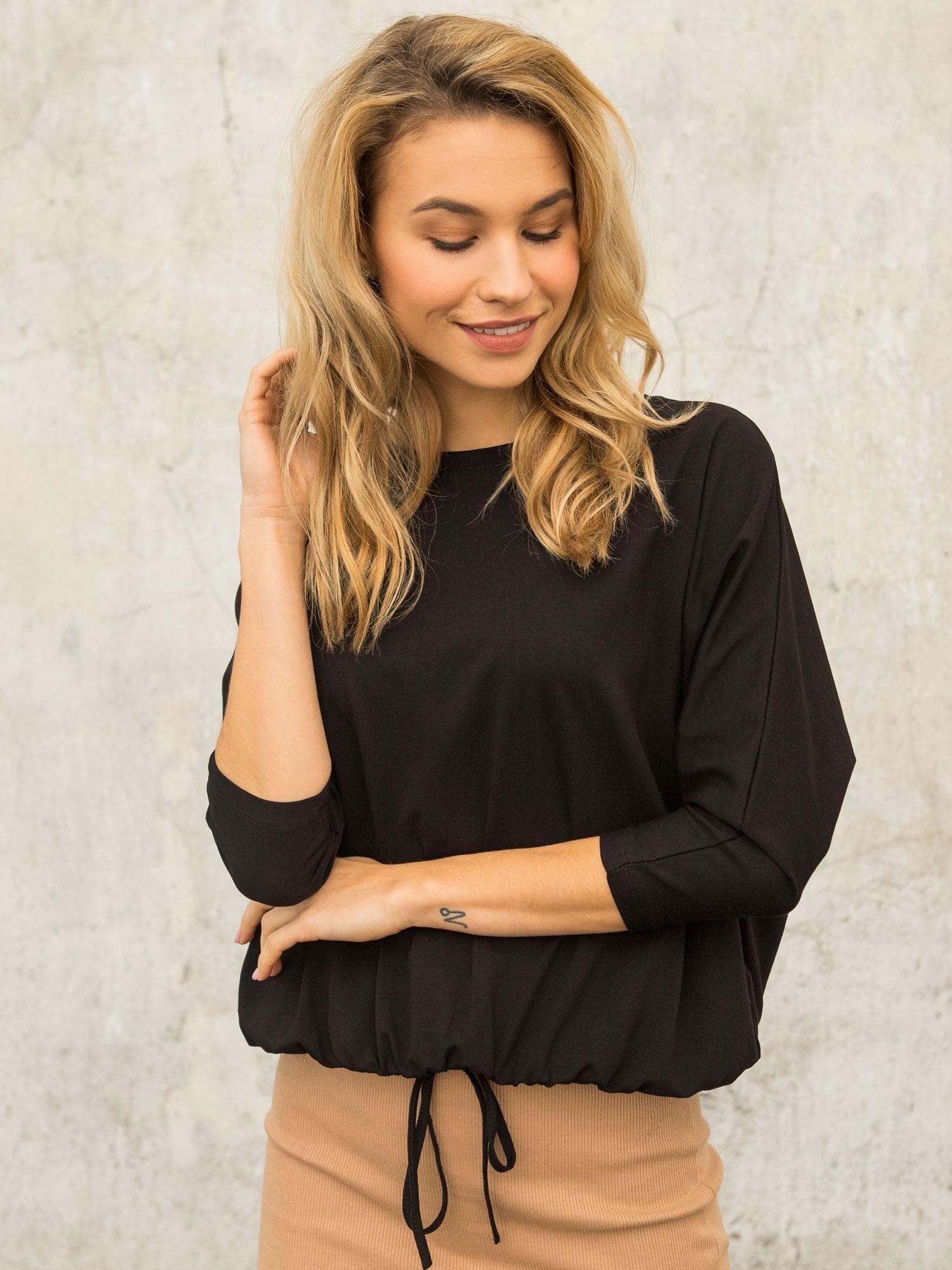 Czarna bluzka damska oversize FOR FITNESS