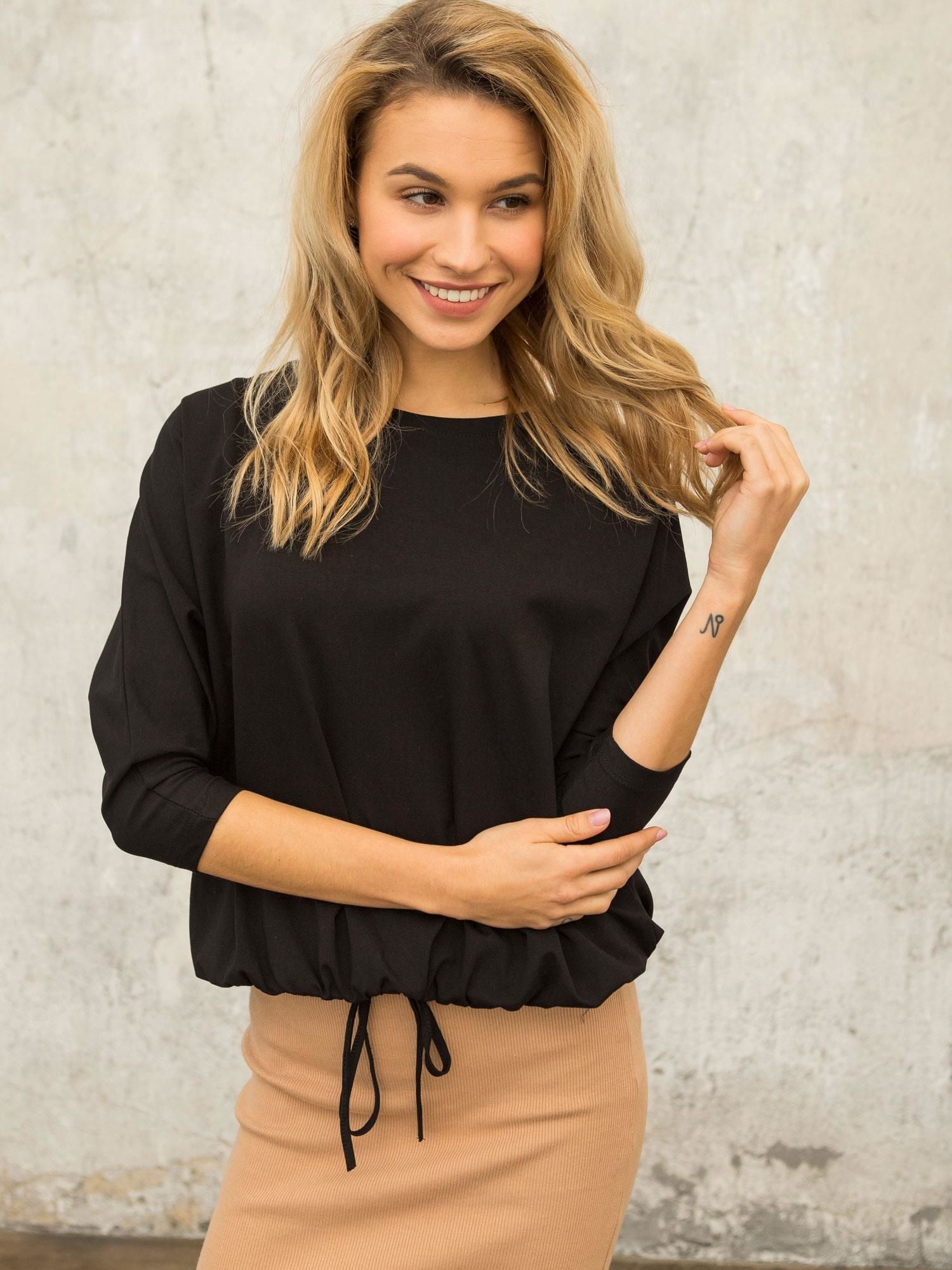 Czarna bluzka damska oversize FOR FITNESS