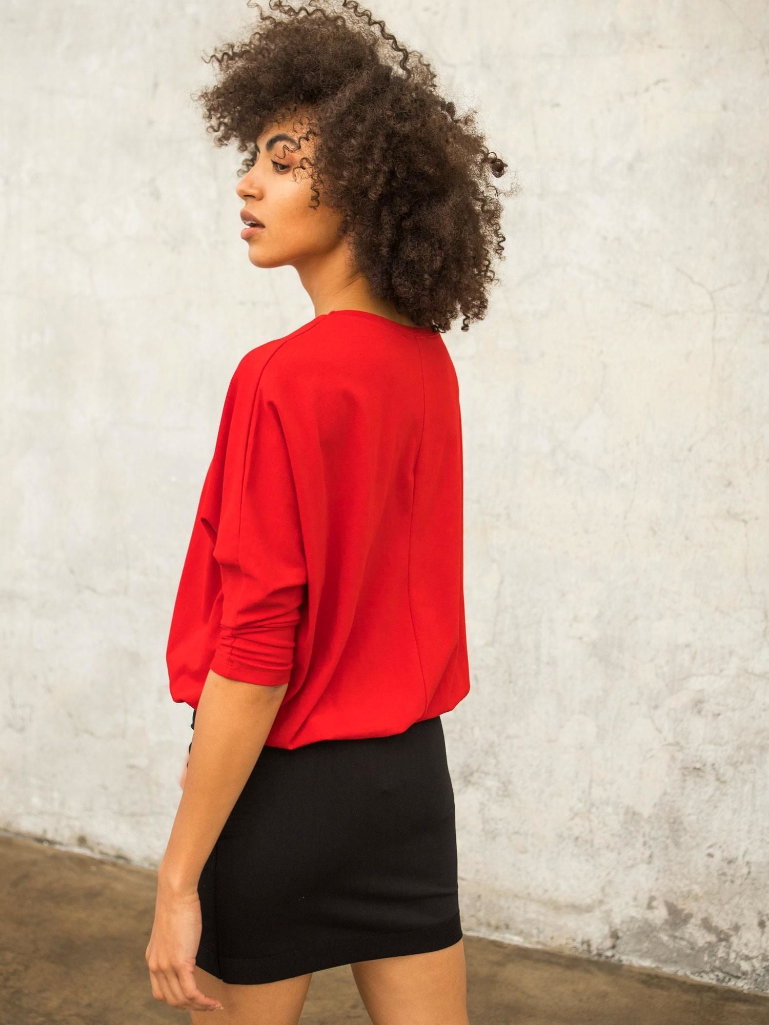 Czerwona bluzka oversize FOR FITNESS