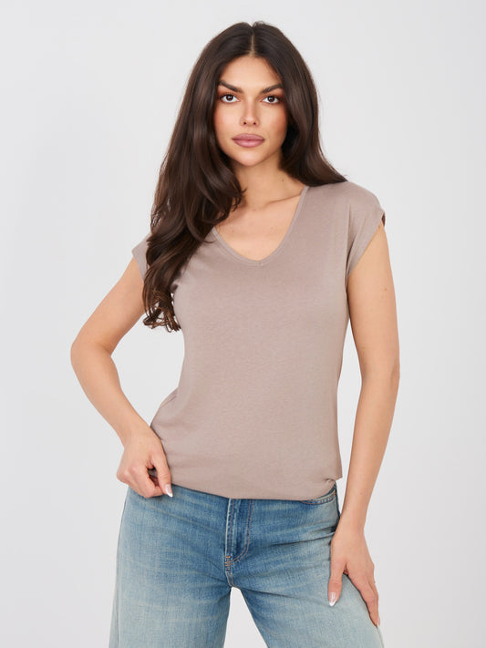 SUBLEVEL Fango damski t-shirt z dekoltem V