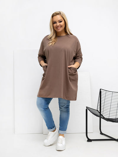 Fango długa bluzka plus size z okrągłym dekoltem