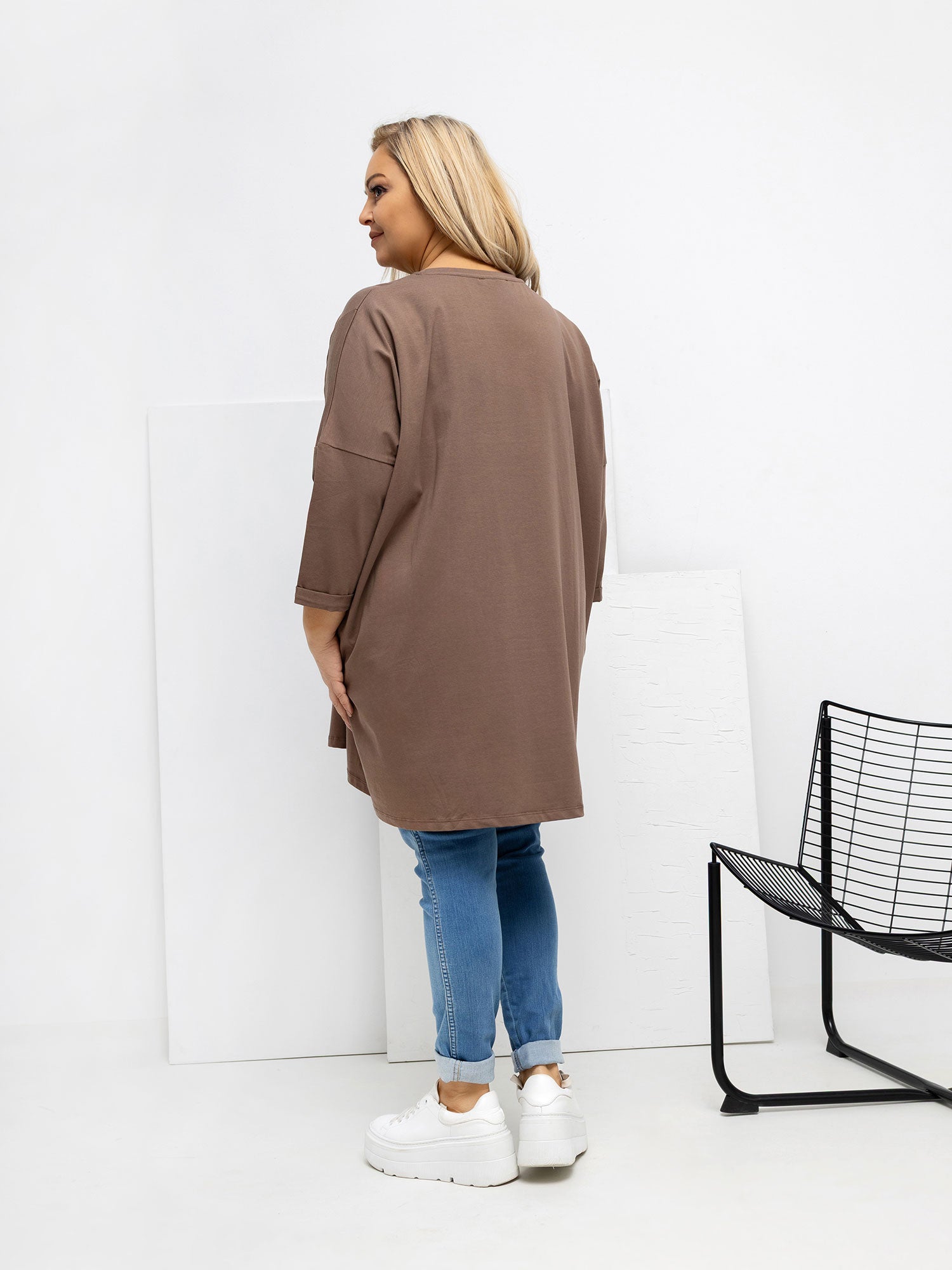 Fango długa bluzka plus size z okrągłym dekoltem