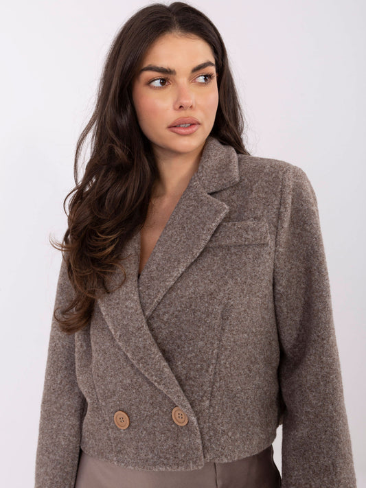 RUE PARIS Fango elegancki płaszcz boucle