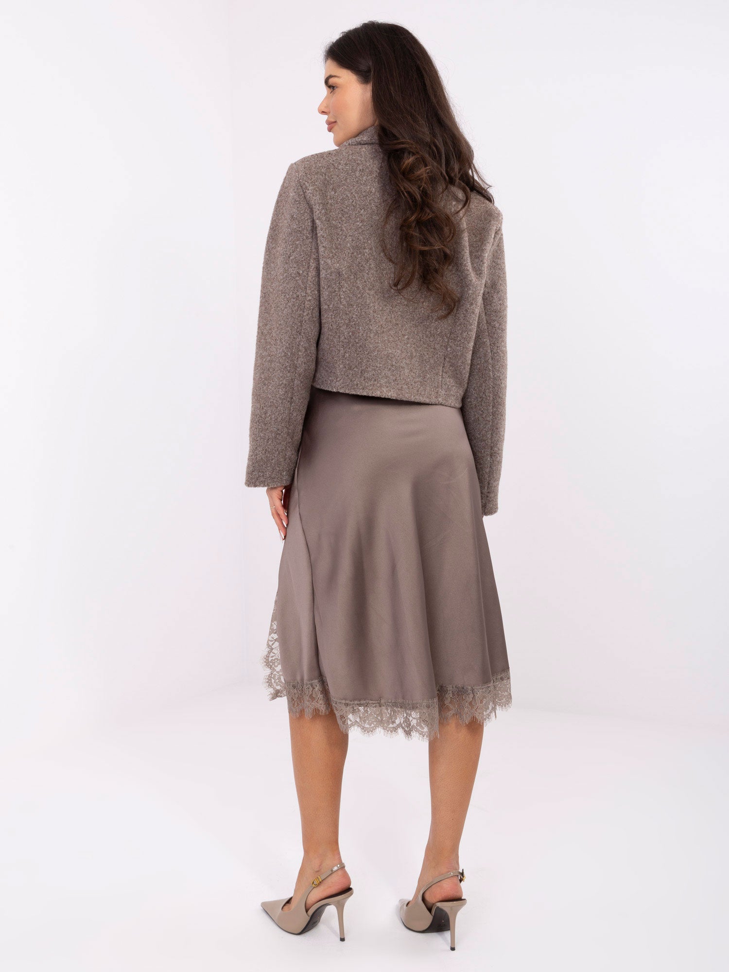 RUE PARIS Fango elegancki płaszcz boucle