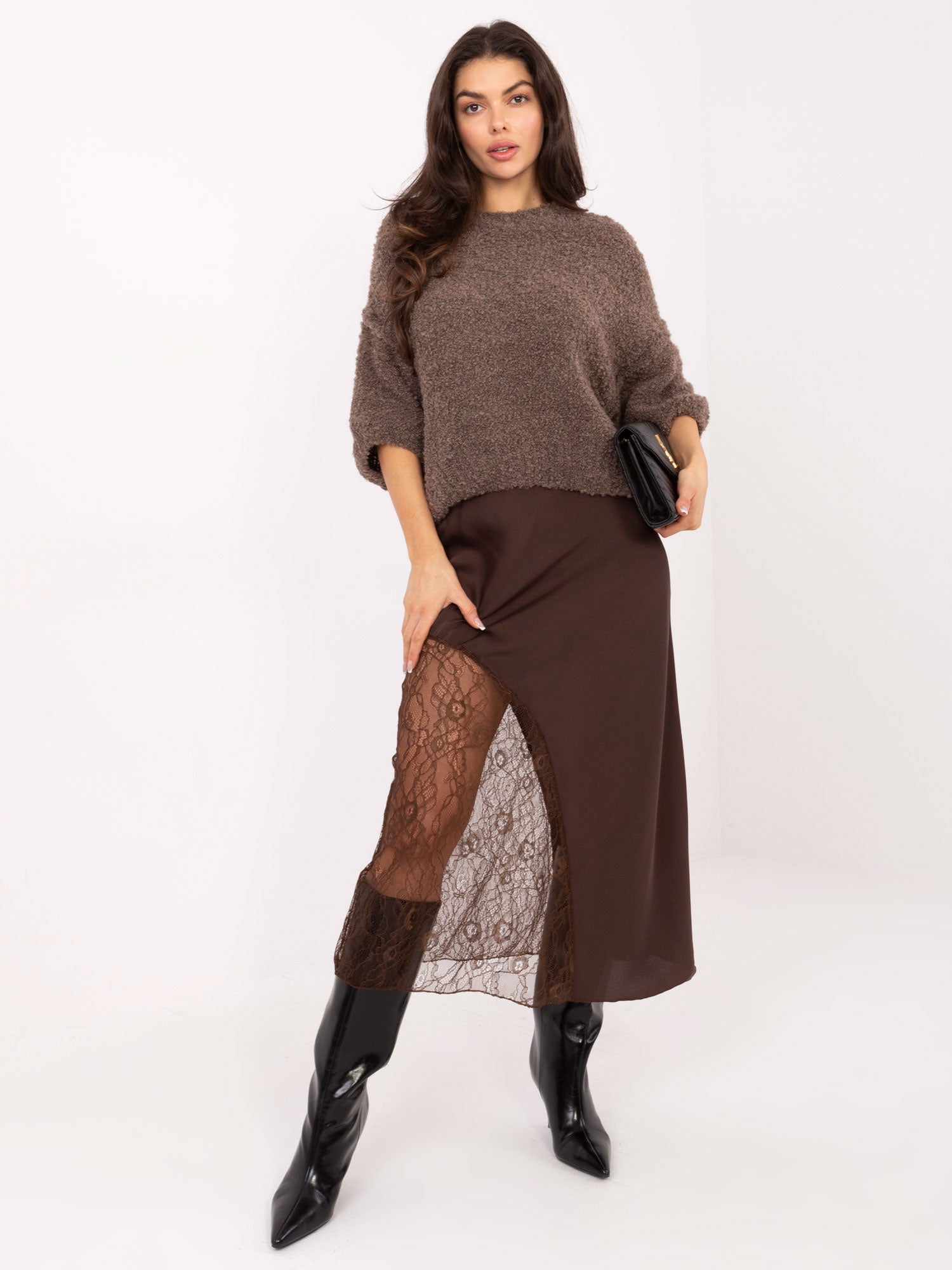 Fango sweter boucle z rękawem 3/4