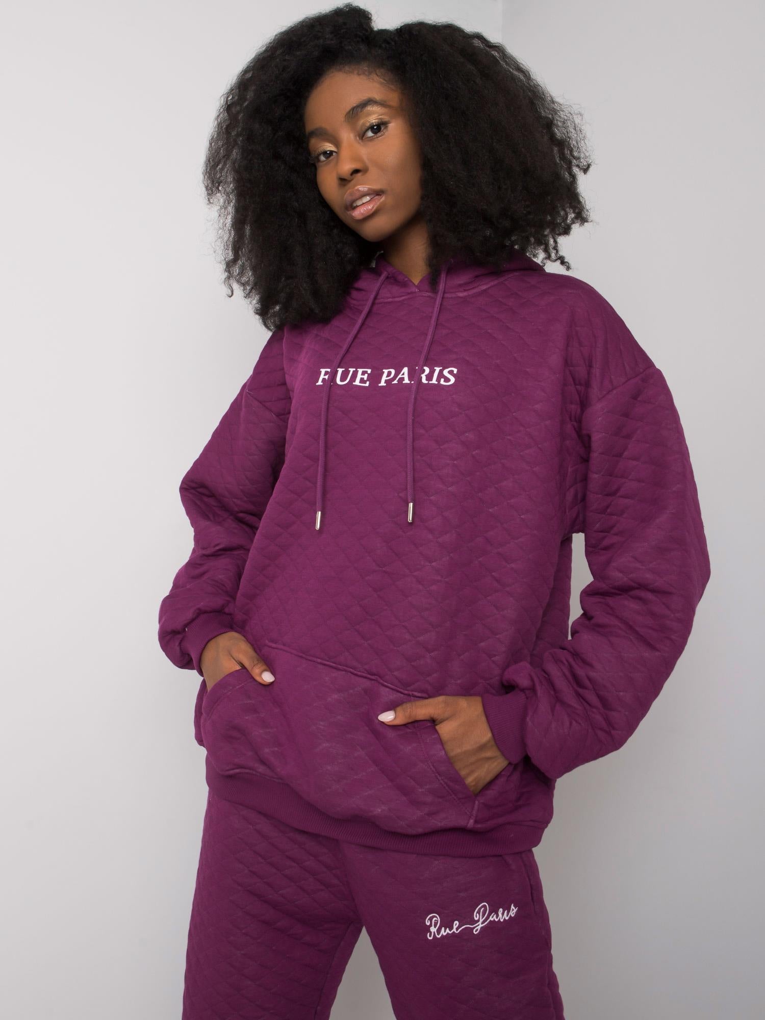 RUE PARIS Fioletowa bluza z kapturem