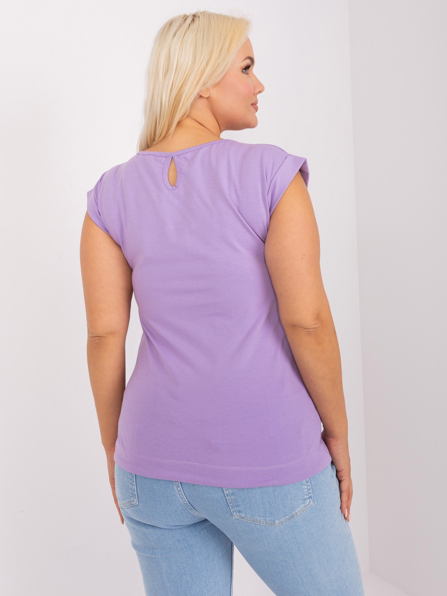 Fioletowa damska bluzka plus size z wycięciem