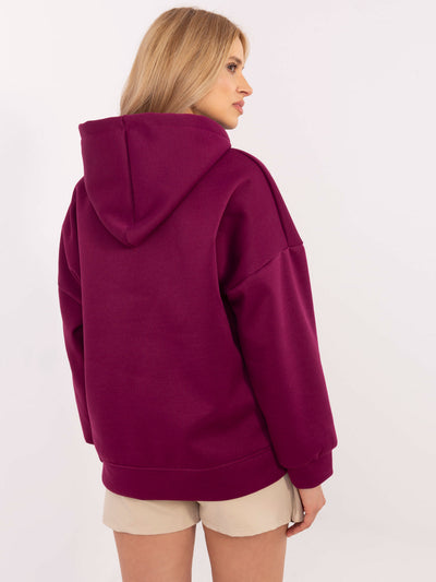 Fioletowa damska bluza oversize z kieszenią