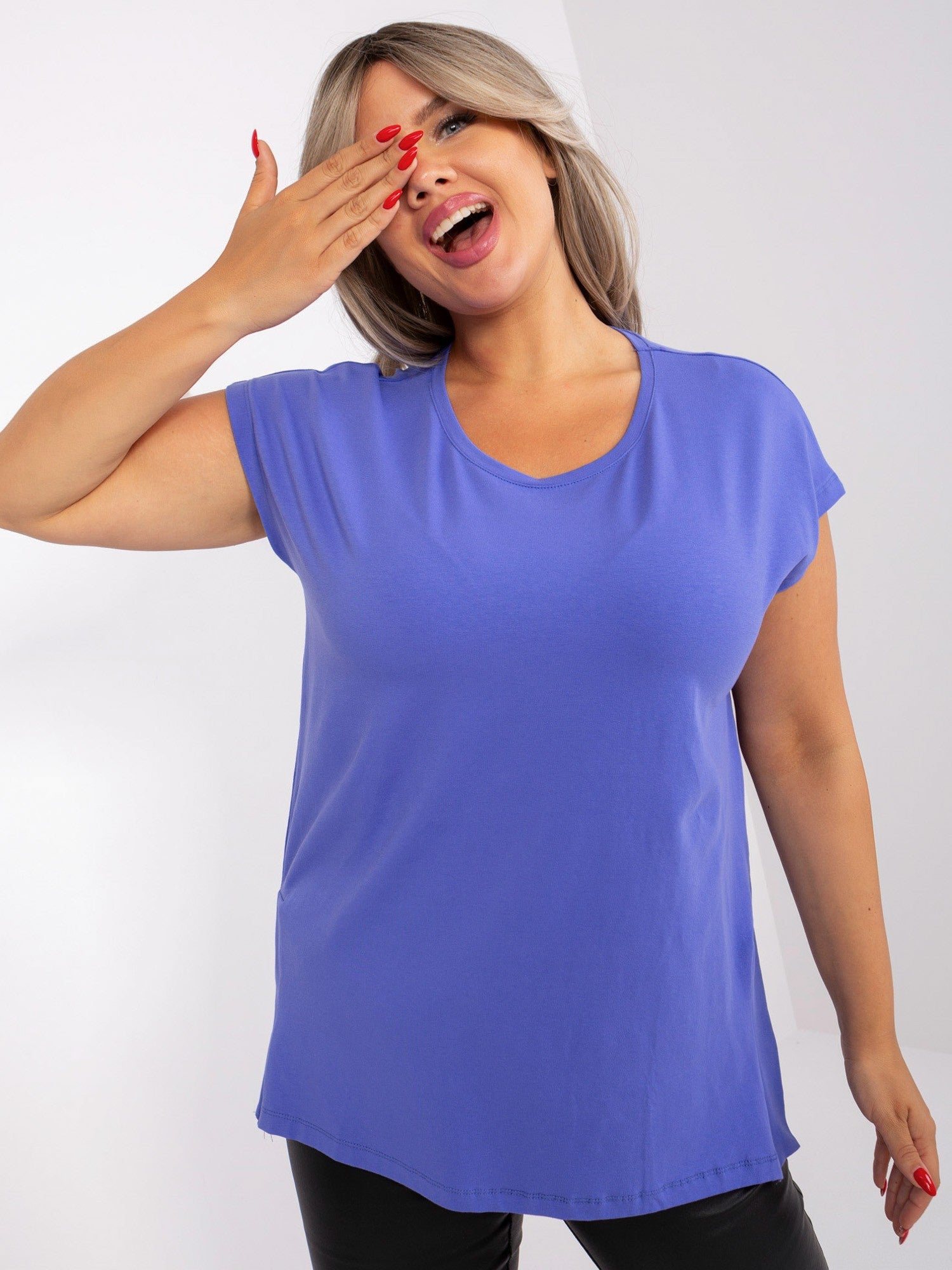 Fioletowa asymetryczna bluzka plus size