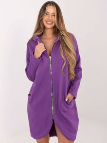 RUE PARIS Fioletowa dresowa bluza basic z kapturem