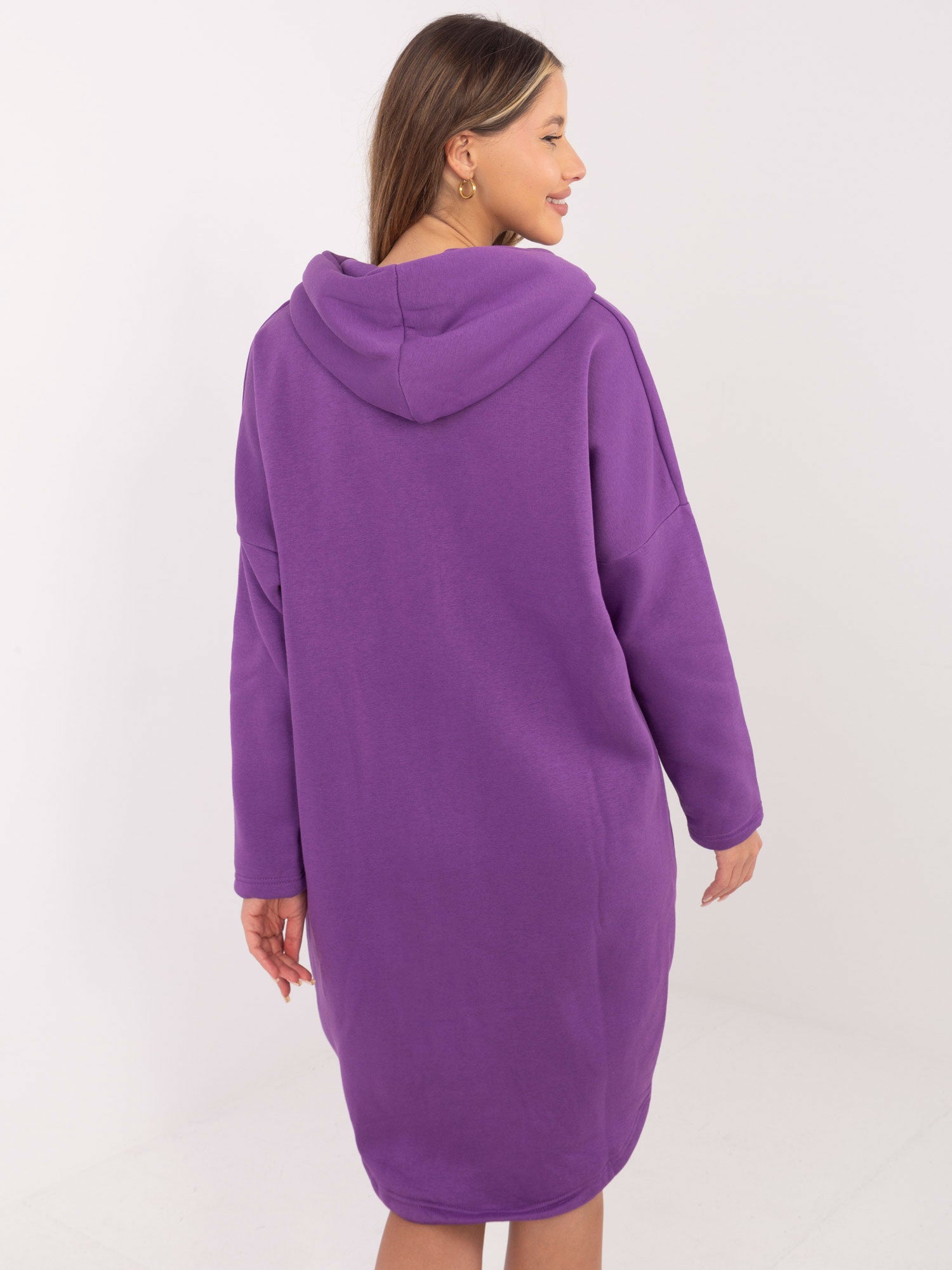 RUE PARIS Fioletowa dresowa bluza basic z kapturem