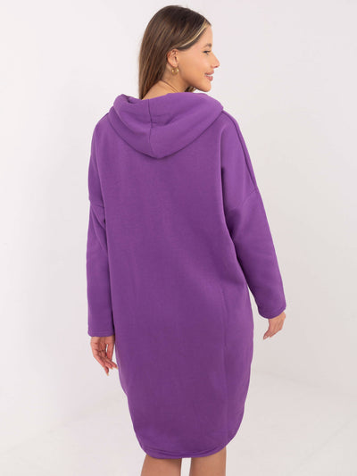 RUE PARIS Fioletowa dresowa bluza basic z kapturem