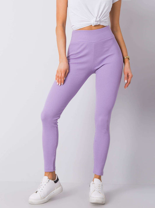 Fioletowe legginsy basic w prążek
