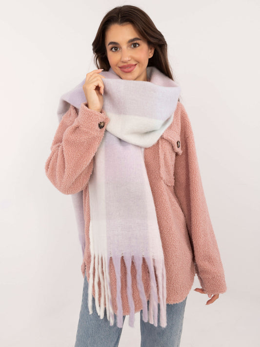Fioletowo-ecru długi szal damski