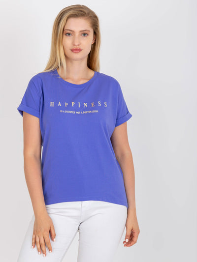 Fioletowy t-shirt plus size ze złotym napisem