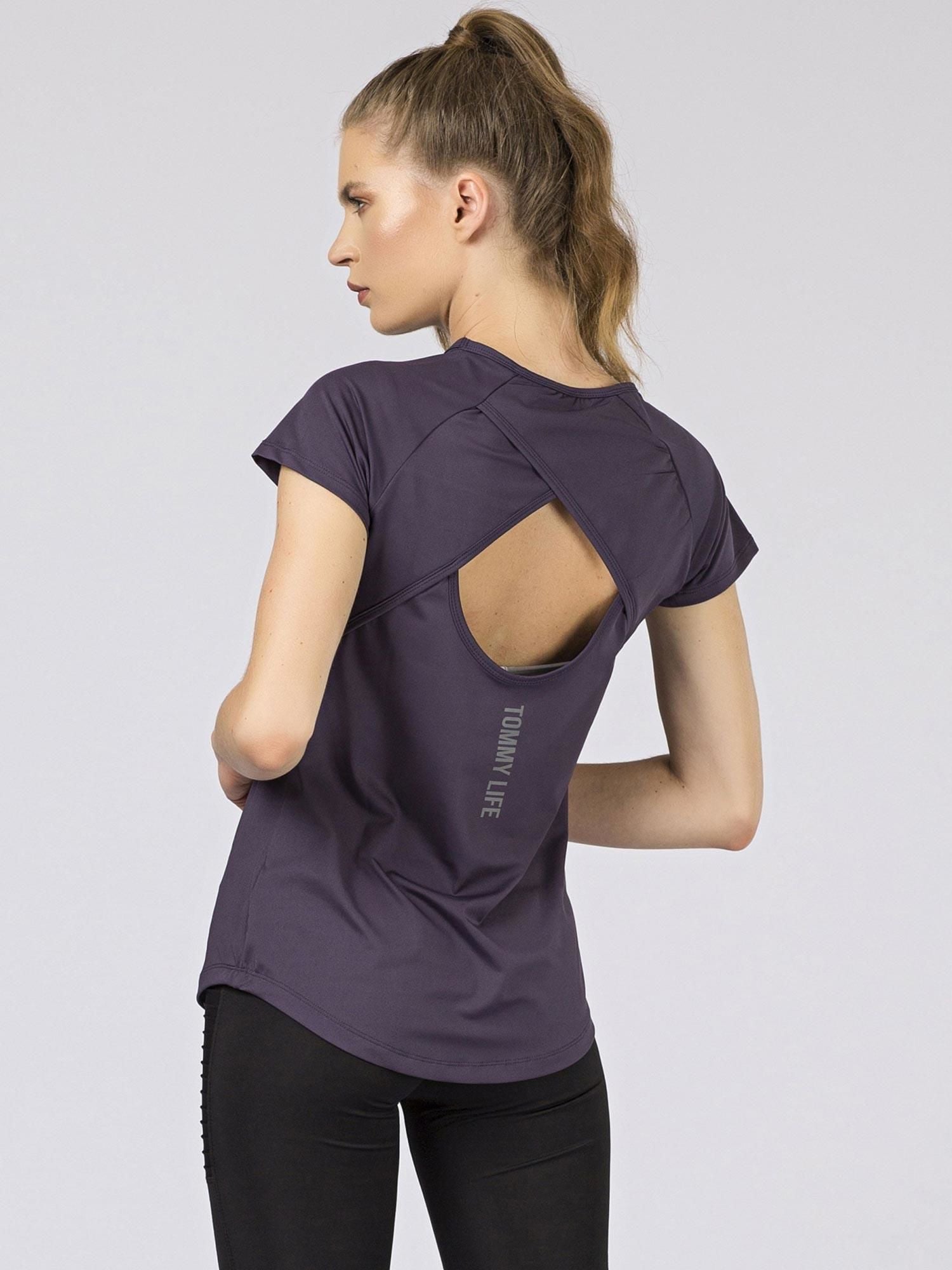 Damski sportowy t-shirt fioletowy TOMMY LIFE