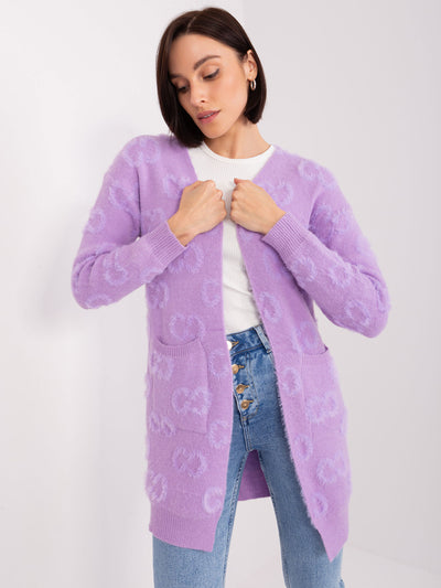 Fioletowy kardigan z kieszeniami