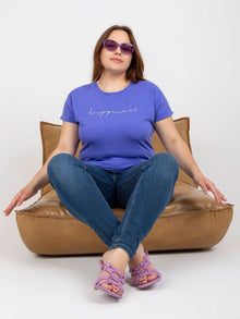 Fioletowy t-shirt plus size z krótkim rękawem