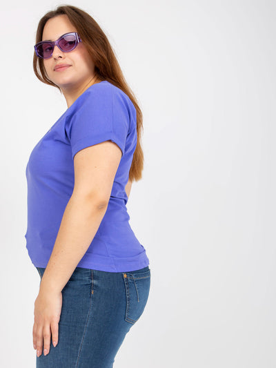 Fioletowy t-shirt plus size z krótkim rękawem