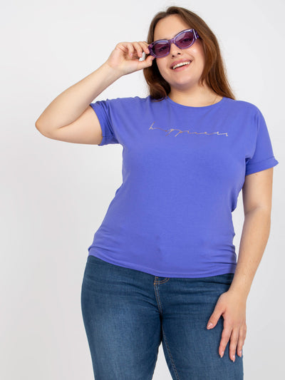 Fioletowy t-shirt plus size z krótkim rękawem