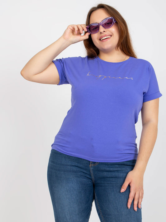 Fioletowy t-shirt plus size z krótkim rękawem