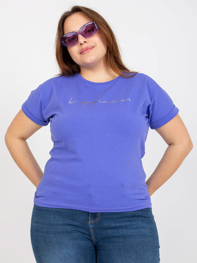 Fioletowy t-shirt plus size z krótkim rękawem
