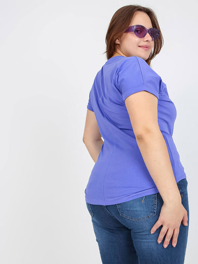 Fioletowy t-shirt plus size z krótkim rękawem