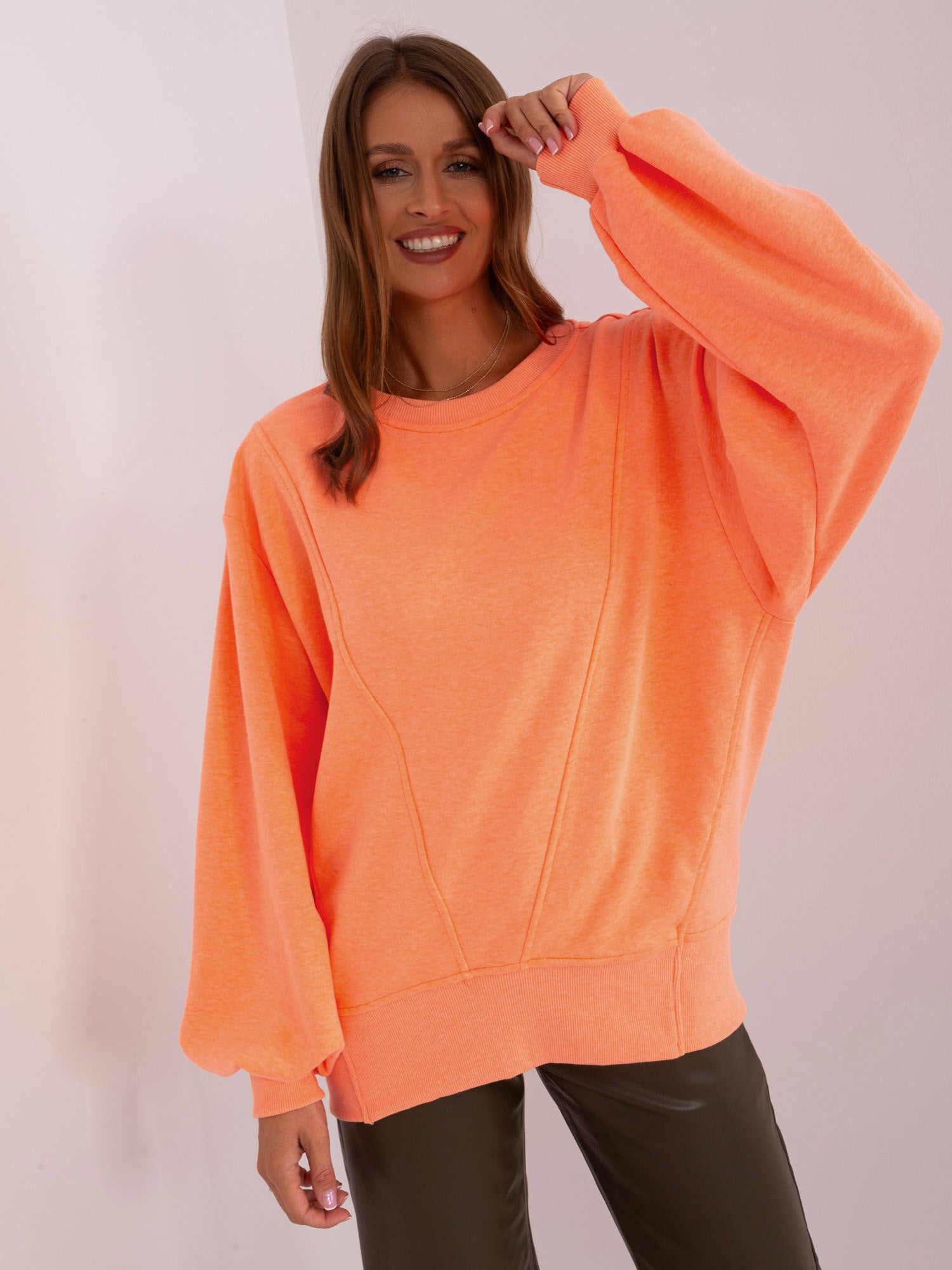 Fluo pomarańczowa oversize bluza bawełniana
