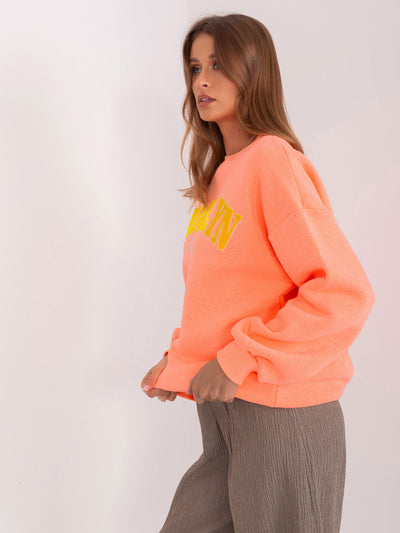 Fluo pomarańczowa dresowa bluza bez kaptura