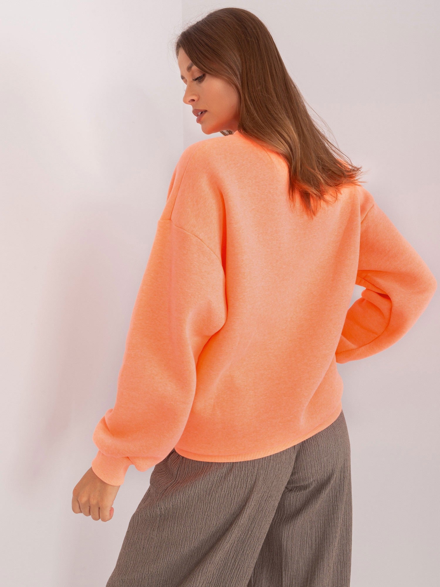 Fluo pomarańczowa dresowa bluza bez kaptura