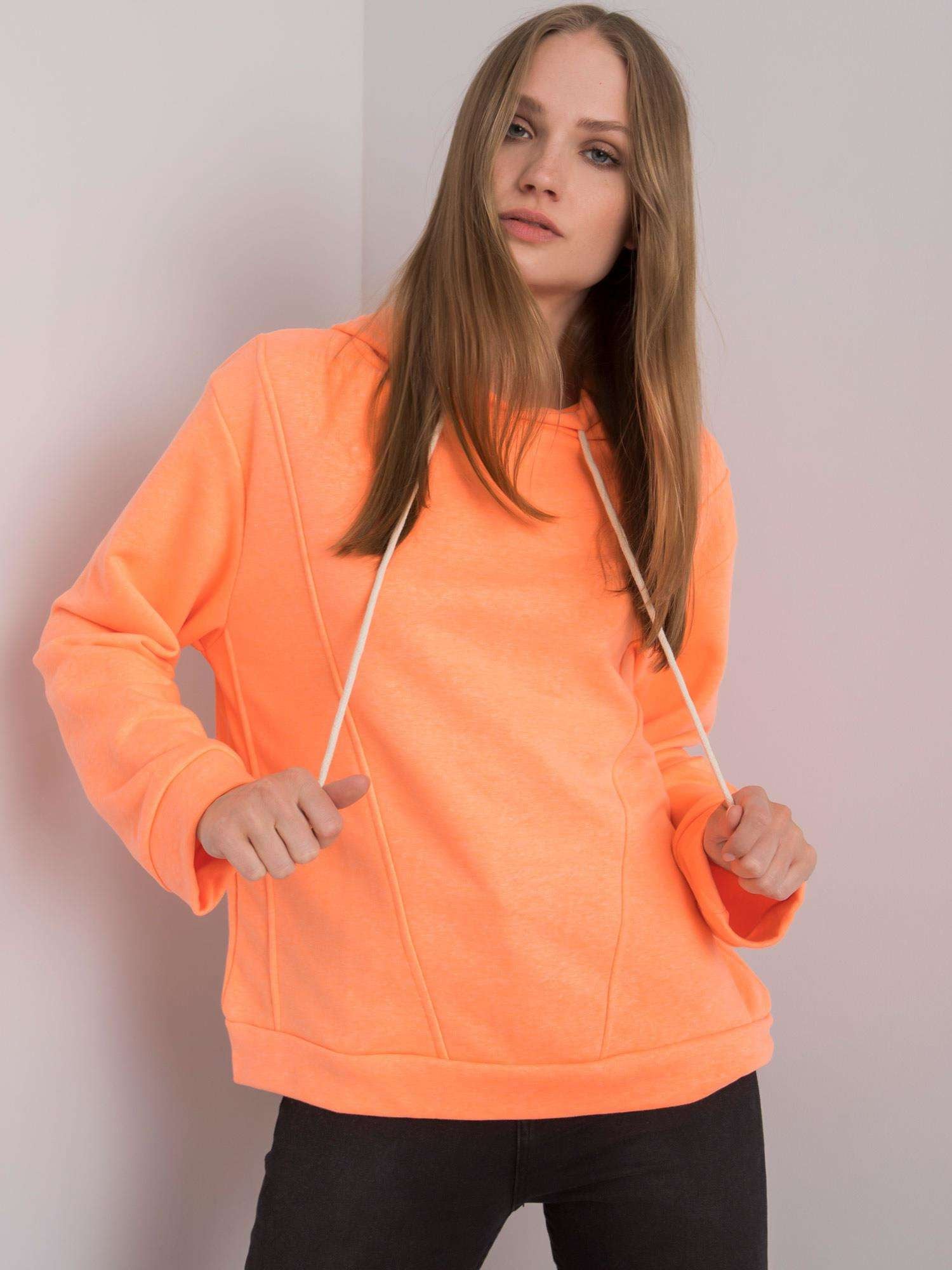 Fluo pomarańczowa damska bluza z kapturem