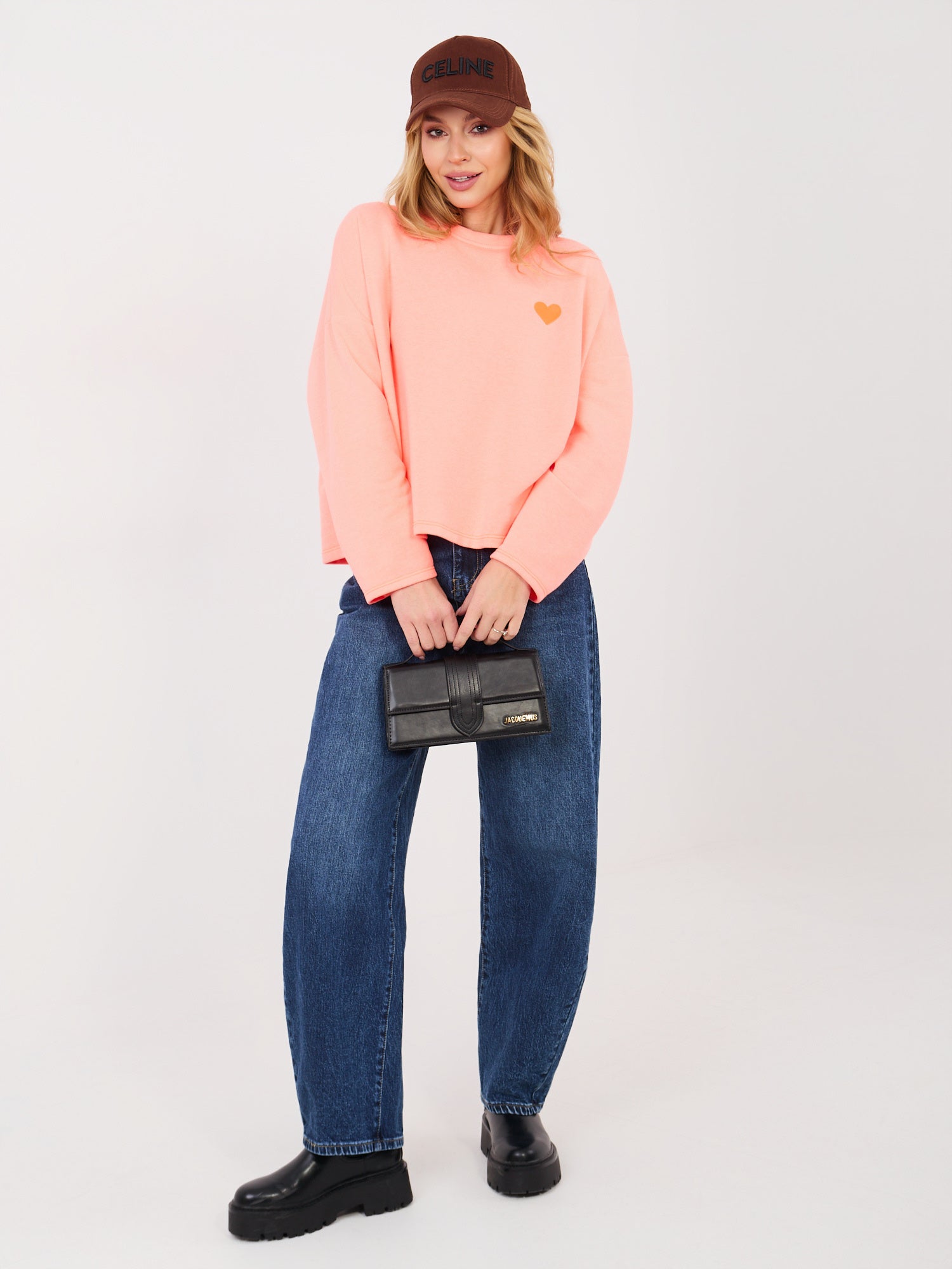 Fluo pomarańczowa bluza oversize bez kaptura