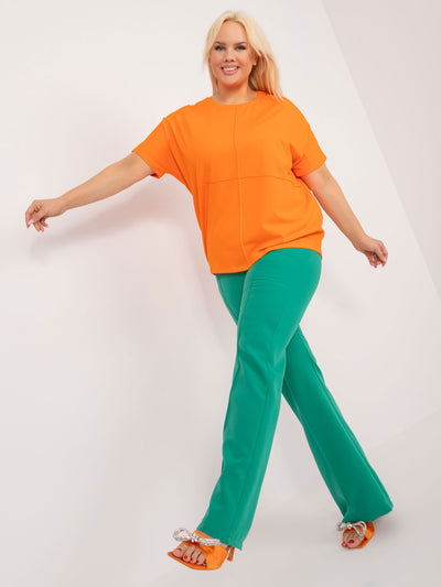 Fluo pomarańczowa bluzka plus size z okrągłym dekoltem
