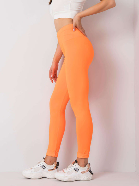 Fluo pomarańczowe legginsy sportowe damskie