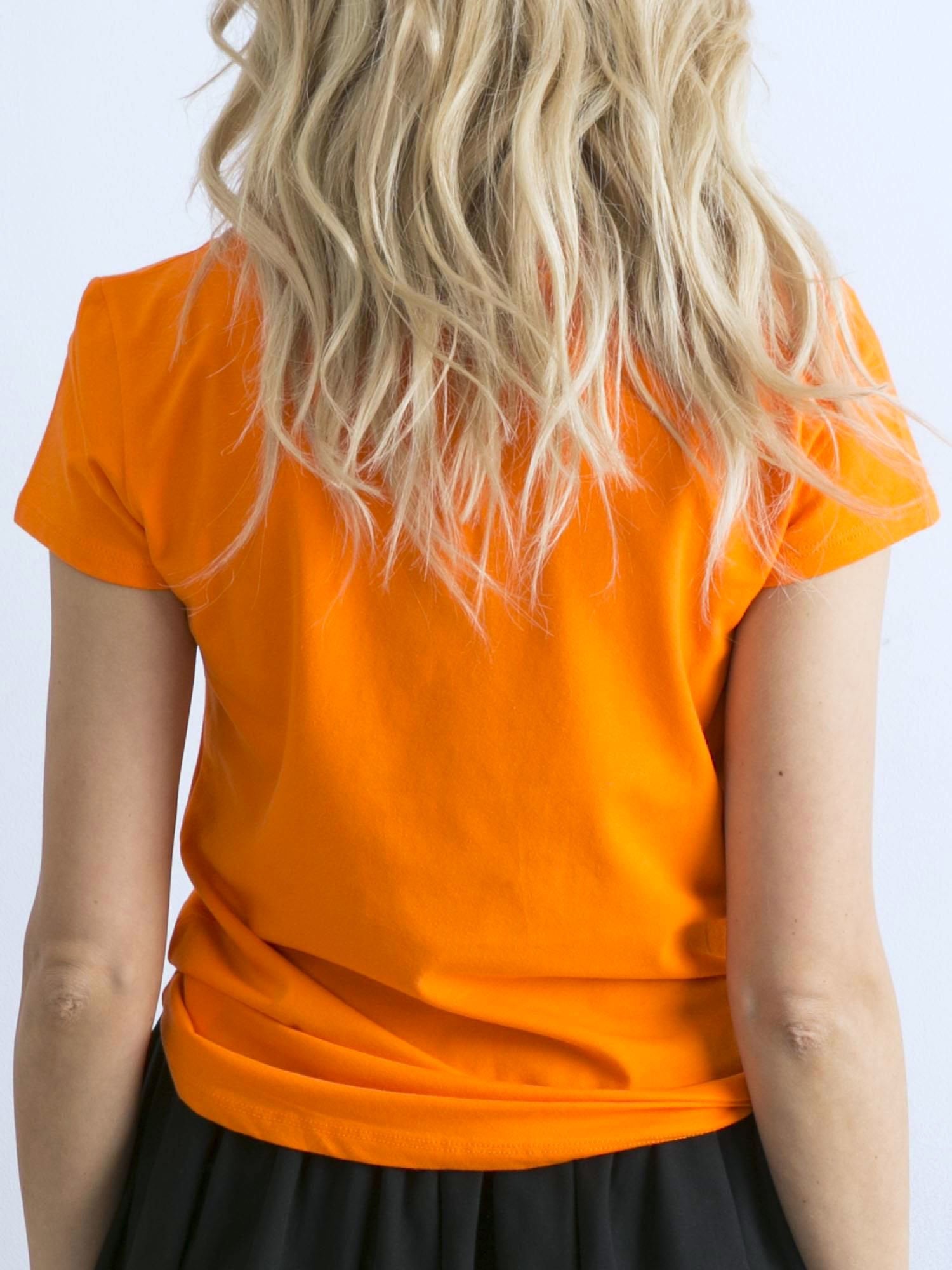 Fluo pomarańczowy damski t-shirt z bawełny Peachy