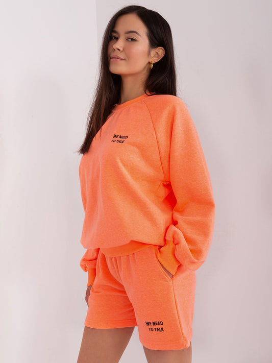 Fluo pomarańczowy komplet dresowy z szortami