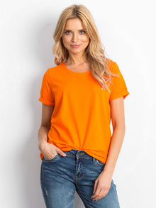 Bawełniany t-shirt damski basic fluo pomarańczowy