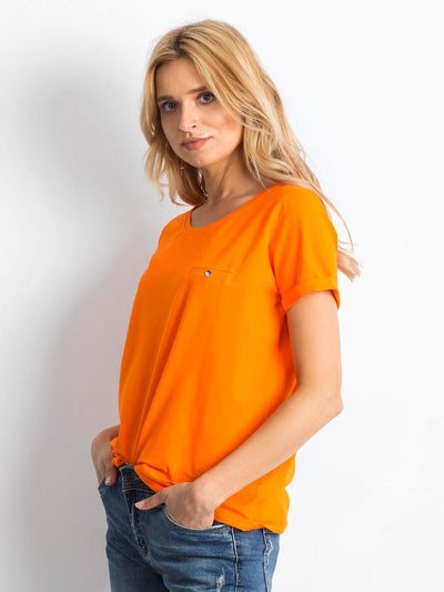Bawełniany t-shirt damski basic fluo pomarańczowy
