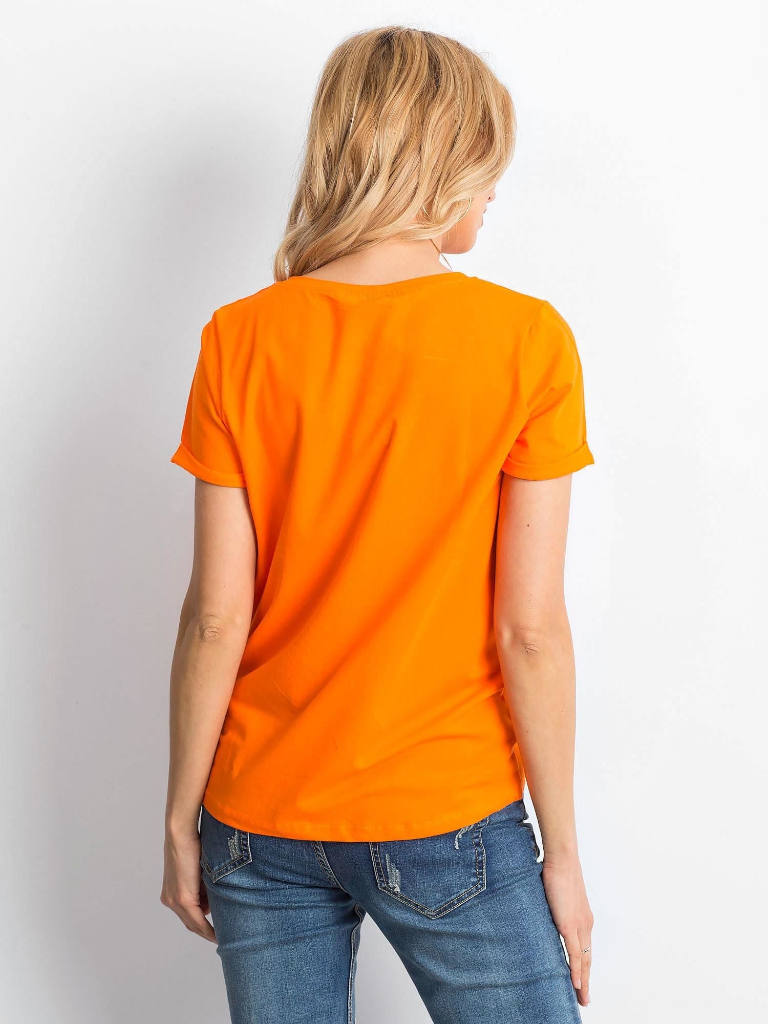 Bawełniany t-shirt damski basic fluo pomarańczowy