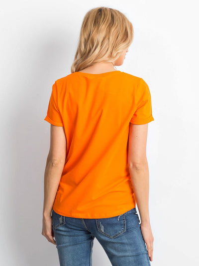 Bawełniany t-shirt damski basic fluo pomarańczowy