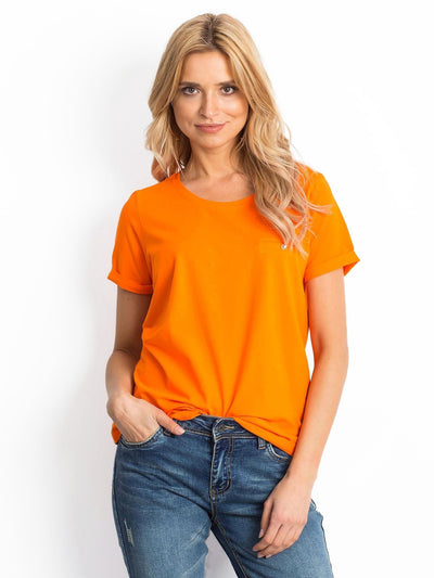 Bawełniany t-shirt damski basic fluo pomarańczowy
