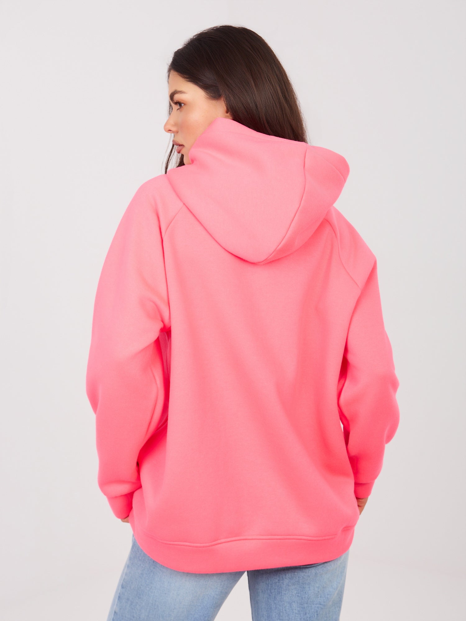 RUE PARIS Fluo różowa bluza kangurka z ociepleniem