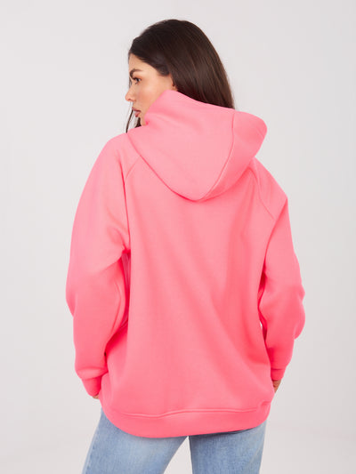 RUE PARIS Fluo różowa bluza kangurka z ociepleniem