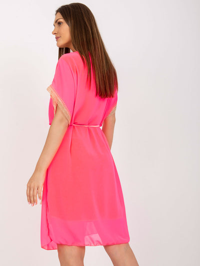 Fluo różowa mini sukienka one size z wiskozą